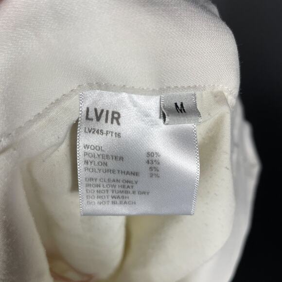 LVIR Wool Two-Tucked Trousers Pants White Pleated High Rise Wide Leg Sz M - Picture 12 of 12